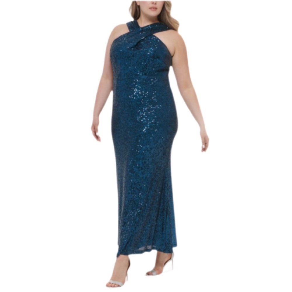 Eliza J
Sequin Halter Gown size 16W NWT Pea Green - Picture 4 of 13